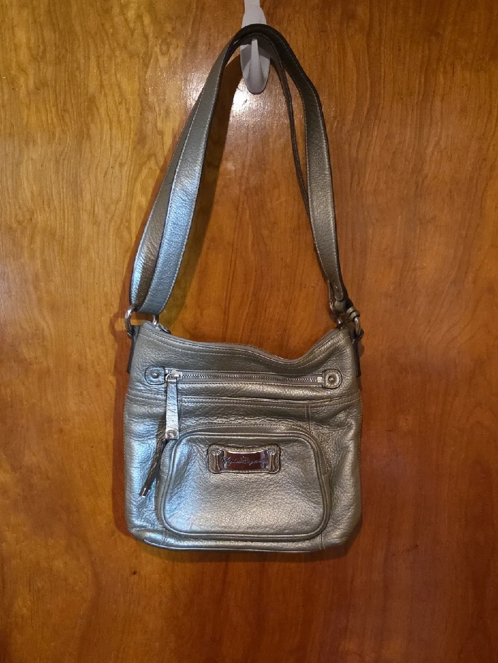 Metallic Gray Crossbody Shoulder Bag - Picture 1 of 11